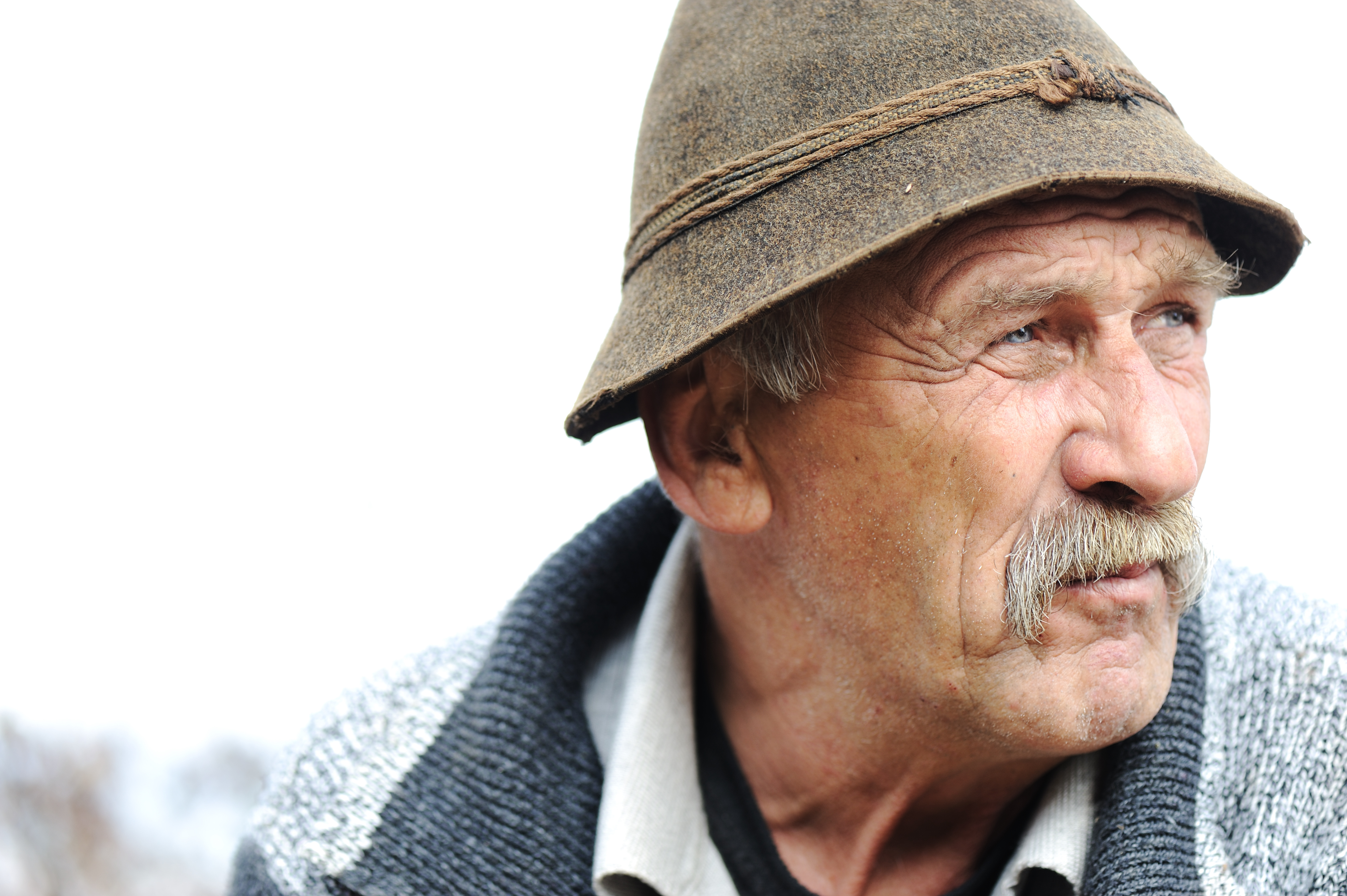 Closeup Artistic Photo of Aged Man With  Grey Mustache